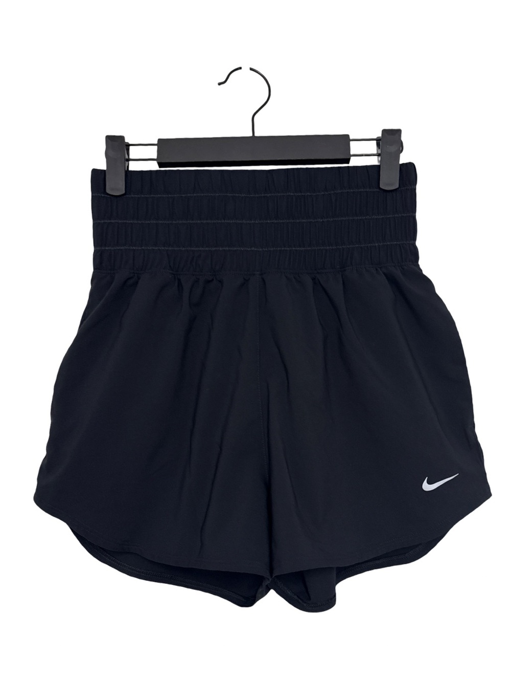 Nike Black High-Rise Smocked Waist Athletic Shorts